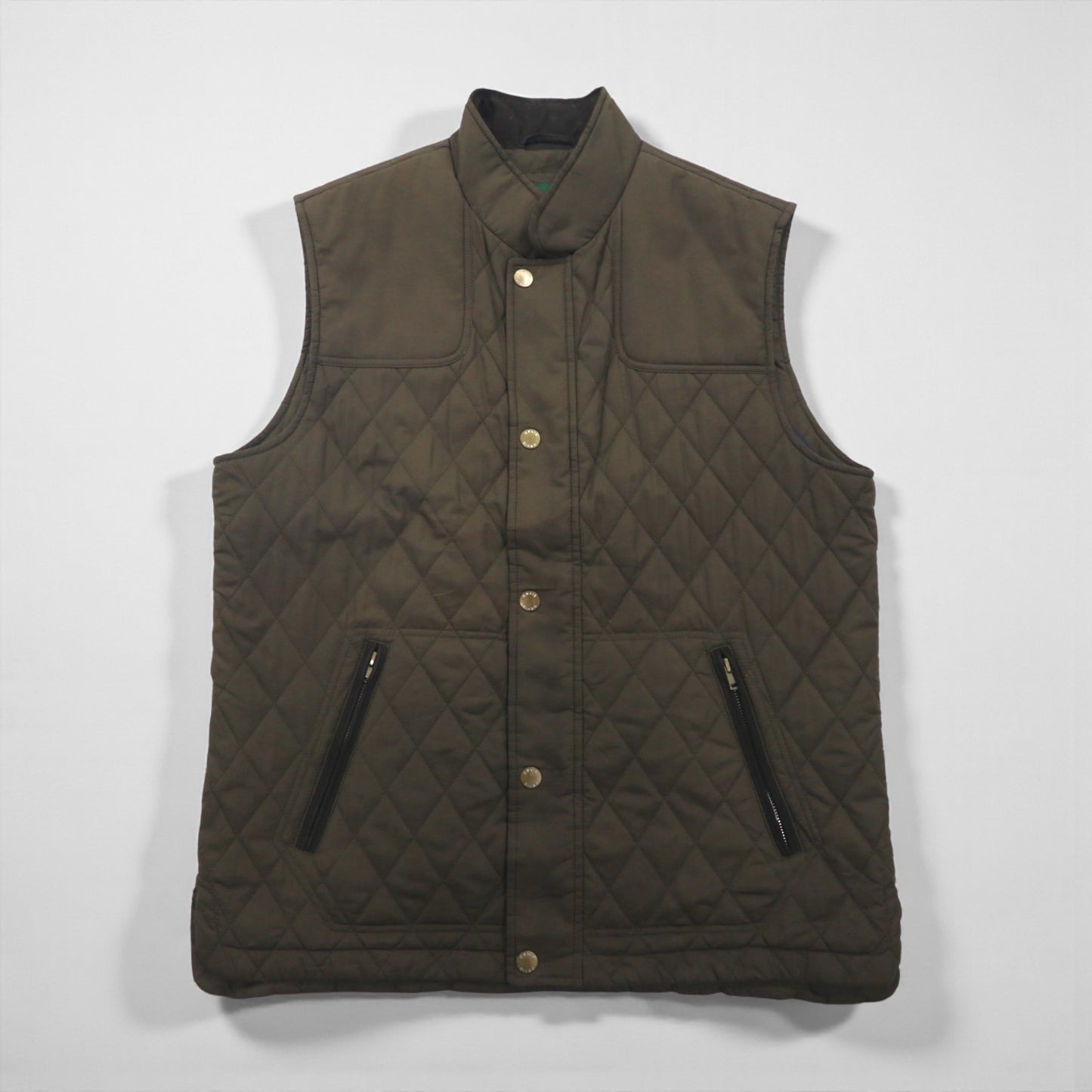 ORVIS キルティング ハンティング ベスト L カーキ 中綿 ダブルジップ 2SHT
