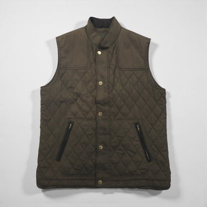 ORVIS キルティング ハンティング ベスト L カーキ 中綿 ダブルジップ 2SHT