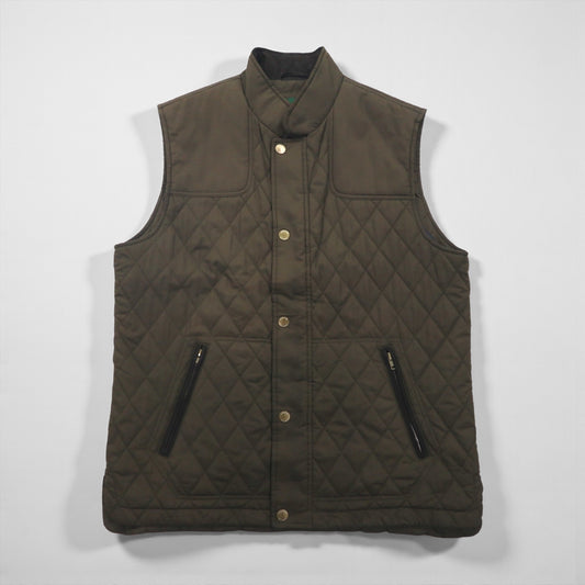 ORVIS キルティング ハンティング ベスト L カーキ 中綿 ダブルジップ 2SHT