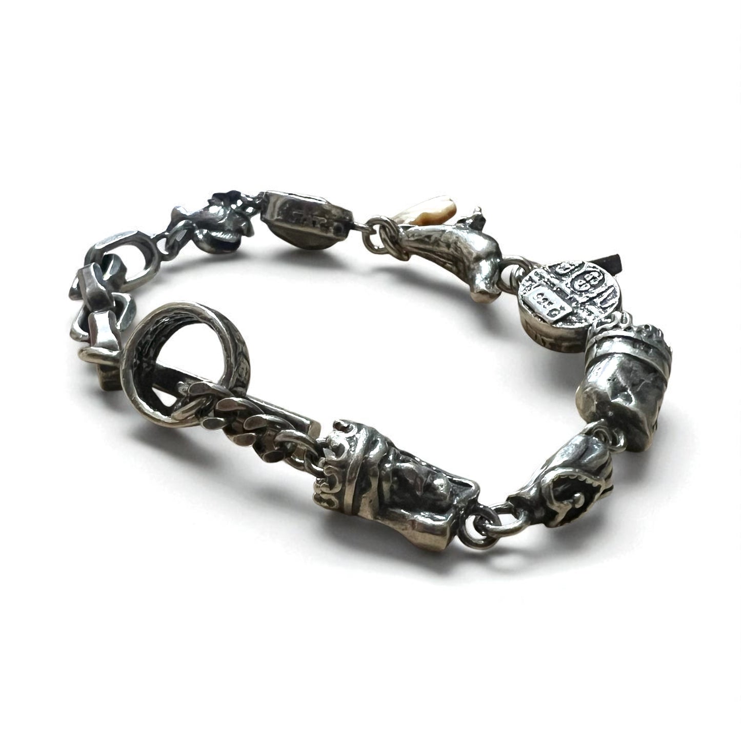 GEM KINGDOM Toggle Bracelet in 925 Sterling Silver with Heart and Clover Chain, Available at HPFRANCE