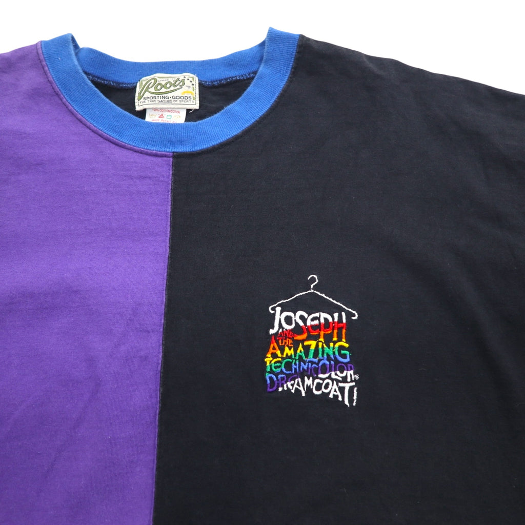 Roots SPORTING GOODS 90年代 カナダ製 カラーブロック Tシャツ XL ブラック ワンポイント刺繍