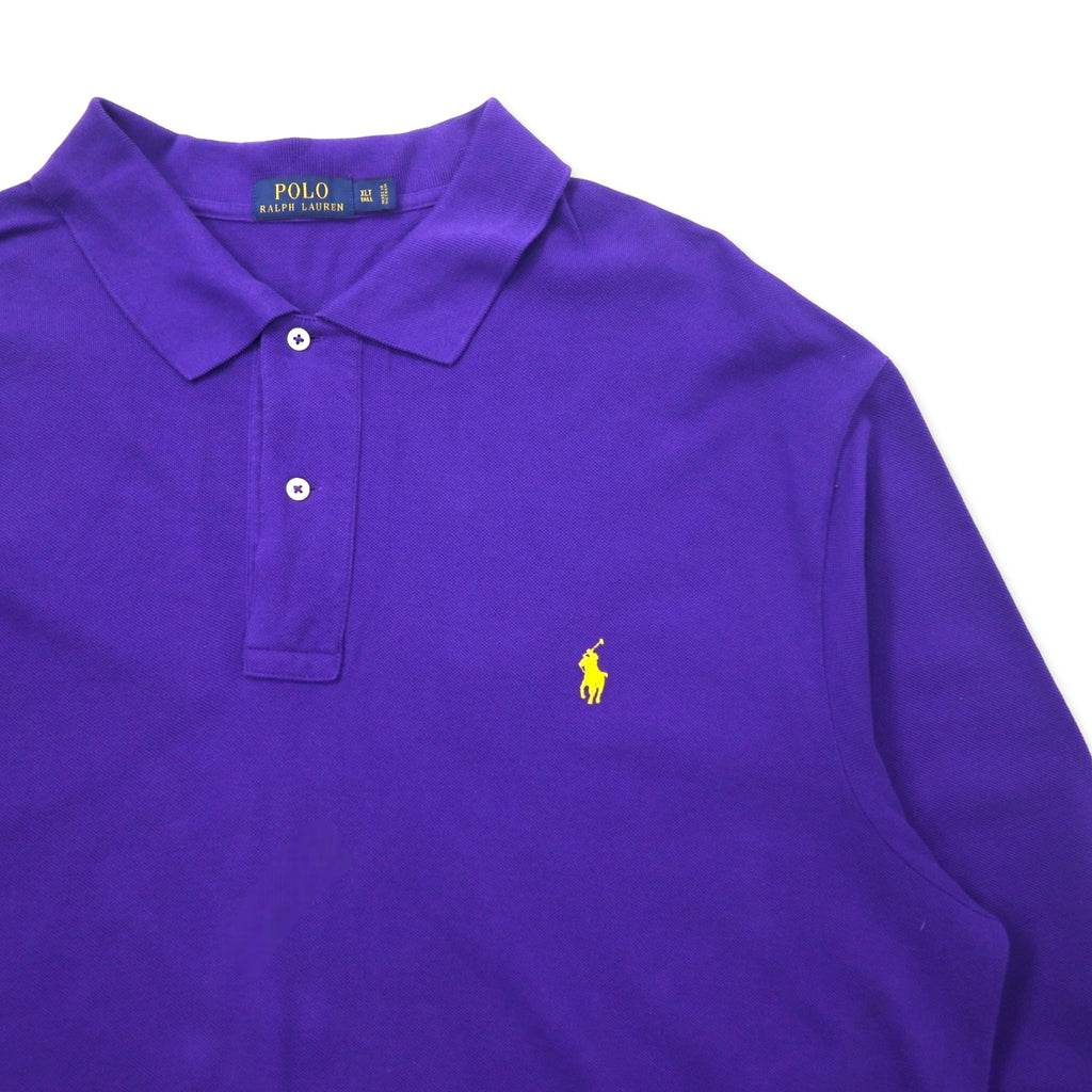 POLO RALPH LAUREN Long Sleeve Polo Shirt XLT TALL Purple Cotton Pique Small Pony Embroidery Big Size
