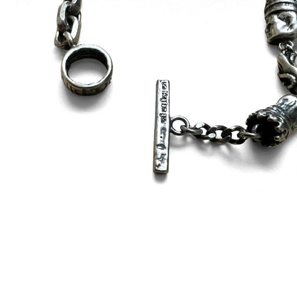 GEM KINGDOM Toggle Bracelet in 925 Sterling Silver with Heart and Clover Chain, Available at HPFRANCE
