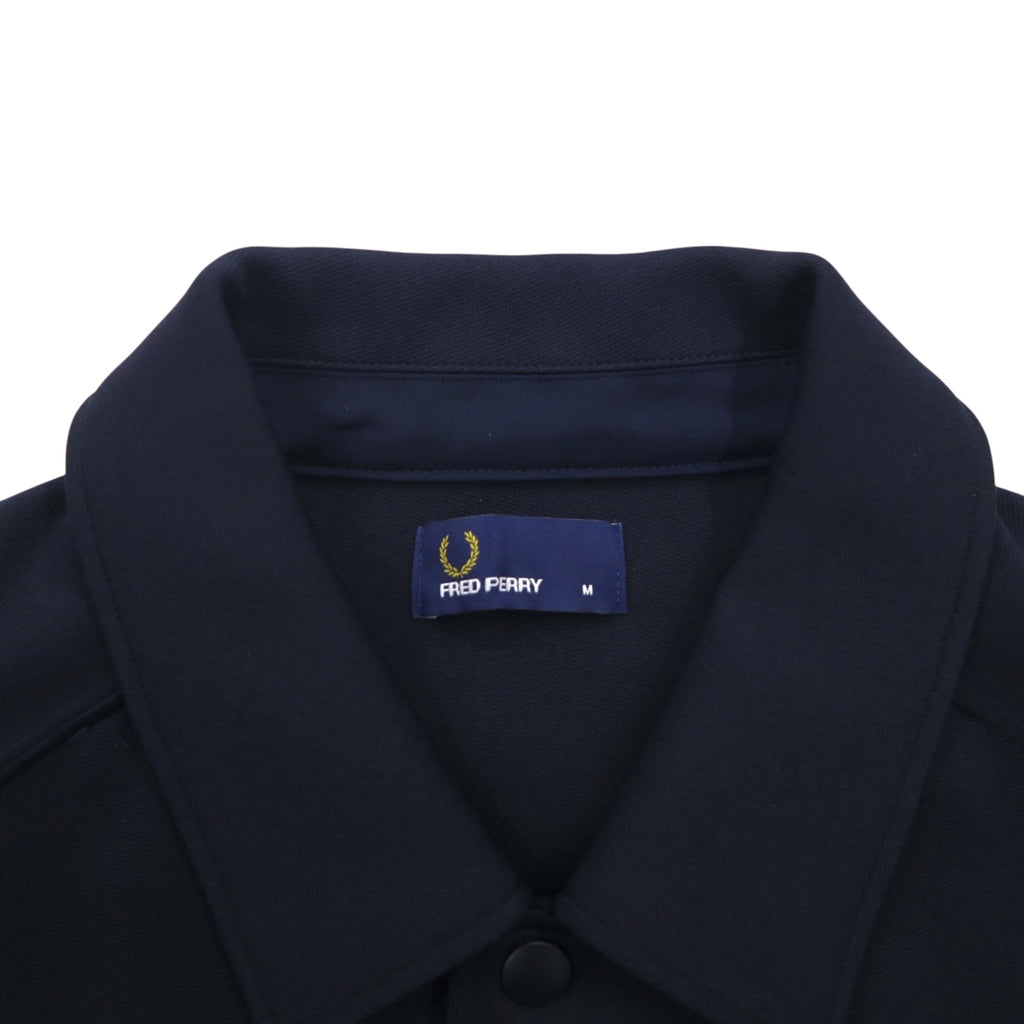 FRED PERRY ジャージー コーチジャケット M ネイビー ポリエステル ドローコード スナップボタン