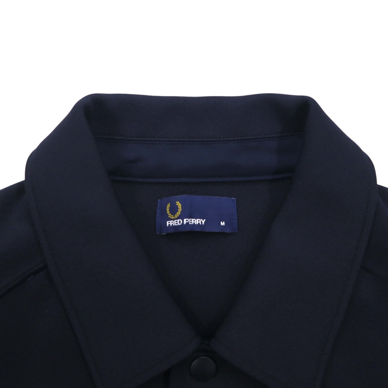 FRED PERRY ジャージー コーチジャケット M ネイビー ポリエステル ドローコード スナップボタン