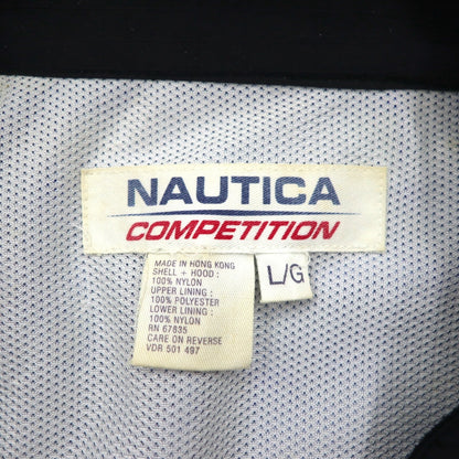 NAUTICA COMPETITION 2000s Sailing Jacket, Size L, Blue, Nylon, Sleeve Logo Embroidery, Retractable Hood