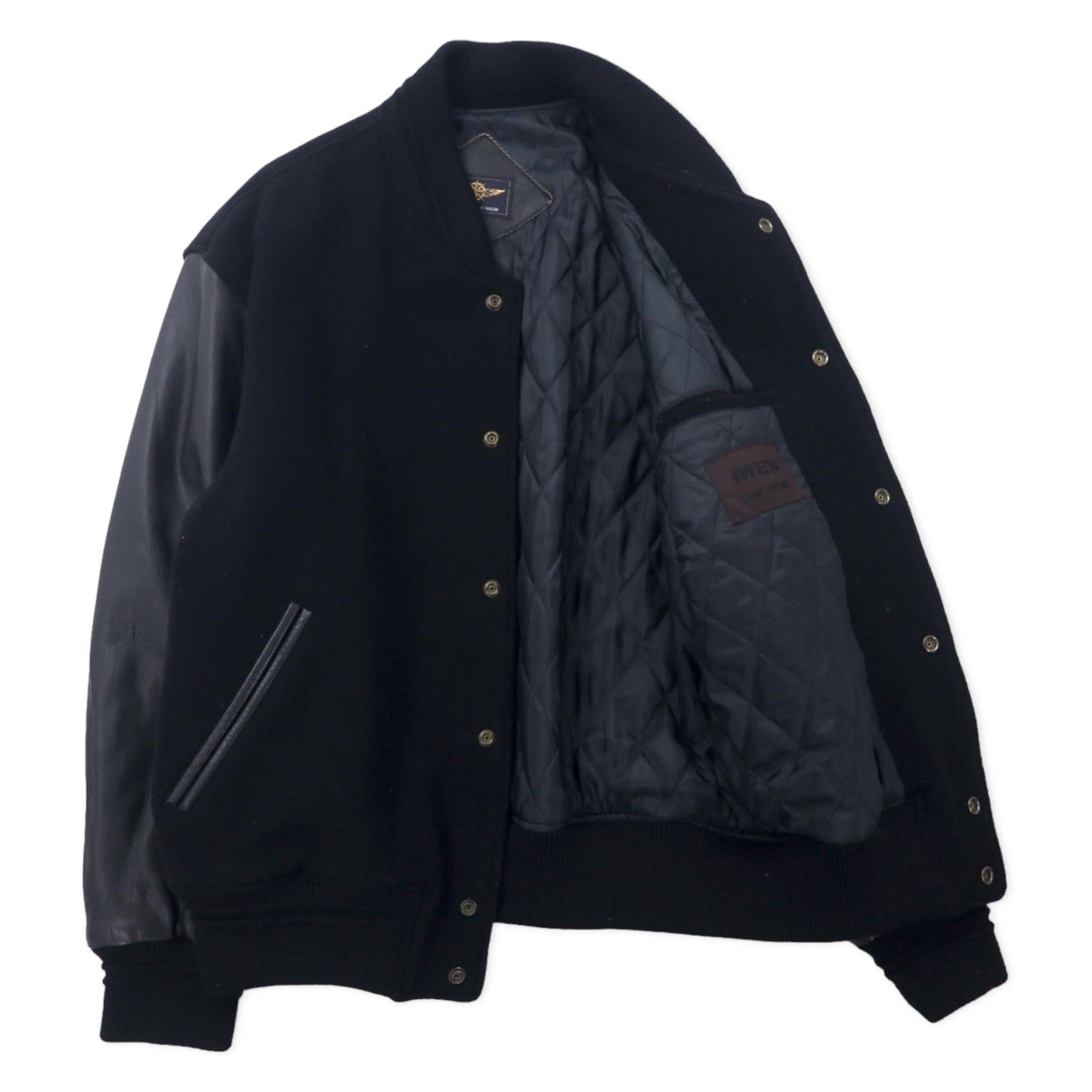 COMME CA DU MODE MEN 90s Sleeve Leather Varsity Jacket XL Black ...