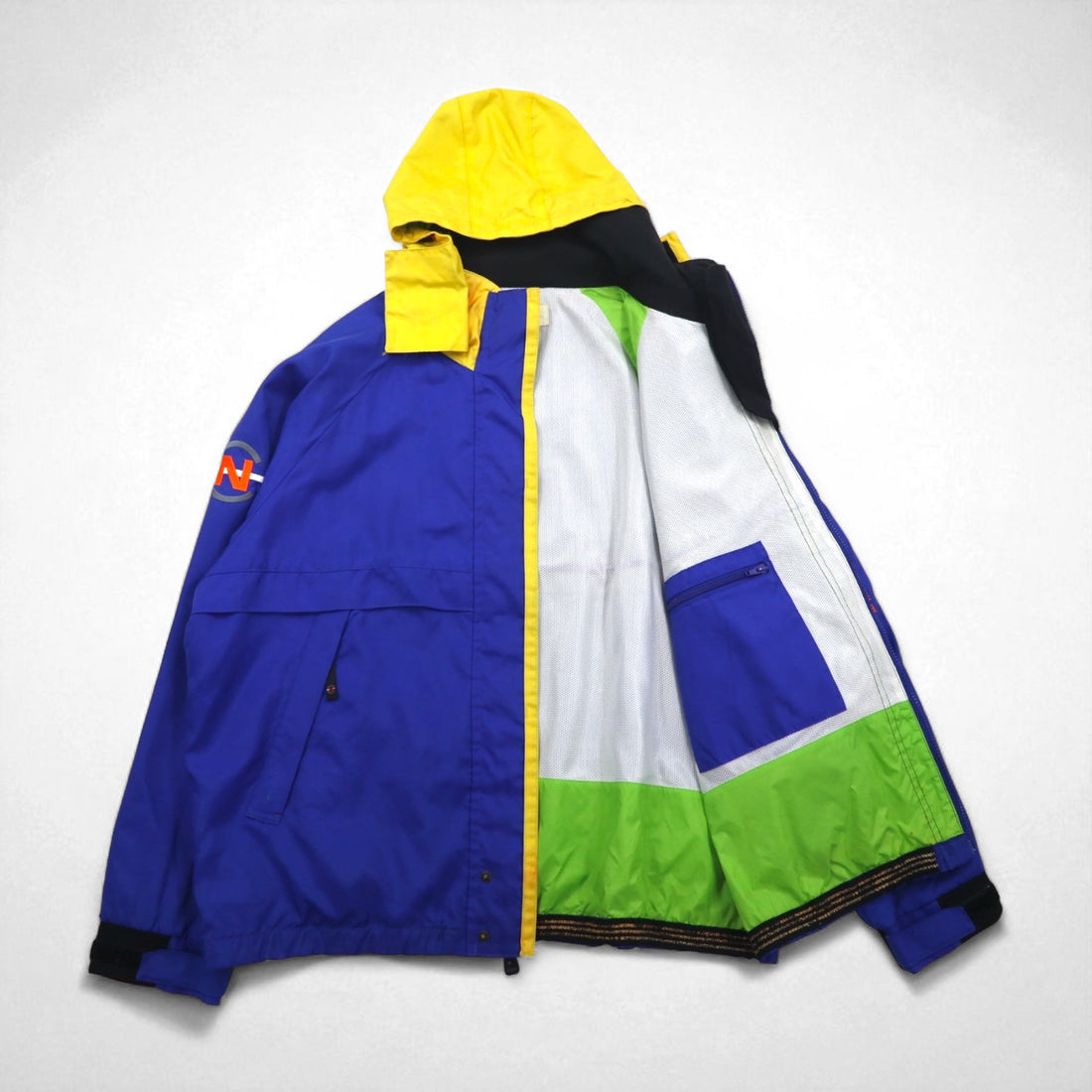 NAUTICA COMPETITION 2000s Sailing Jacket, Size L, Blue, Nylon, Sleeve Logo Embroidery, Retractable Hood