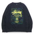 STUSSY USA Made World Tour Crew Neck Sweatshirt L Black Camo WT Camo Block Sweat