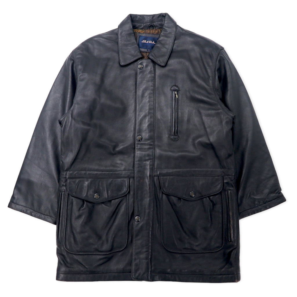 日本然リトテ-古着オンライン-Sub Urban ラムレザー カーコート L ブラック 羊革 キルティングライナー-SUB URBAN Lamb Leather Car COAT L Black sheep leather QUILTED liner