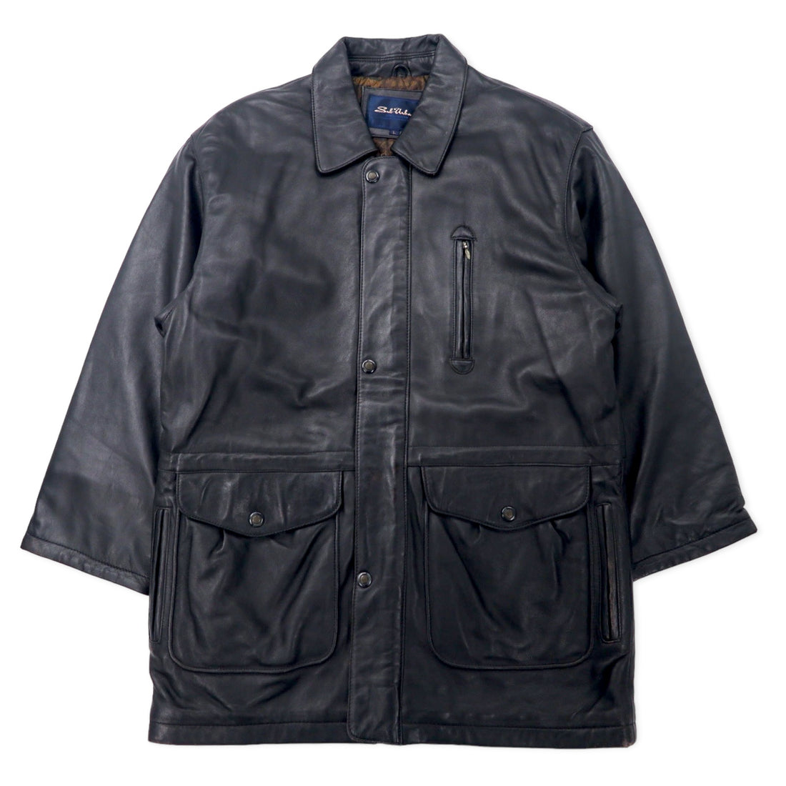 日本然リトテ-古着オンライン-Sub Urban ラムレザー カーコート L ブラック 羊革 キルティングライナー-SUB URBAN Lamb Leather Car COAT L Black sheep leather QUILTED liner