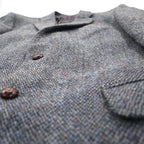 Harris Tweed Made in Scotland 2B Tailored Jacket, Leather, Large, Navy Wool, 100th Anniversary Limited Edition