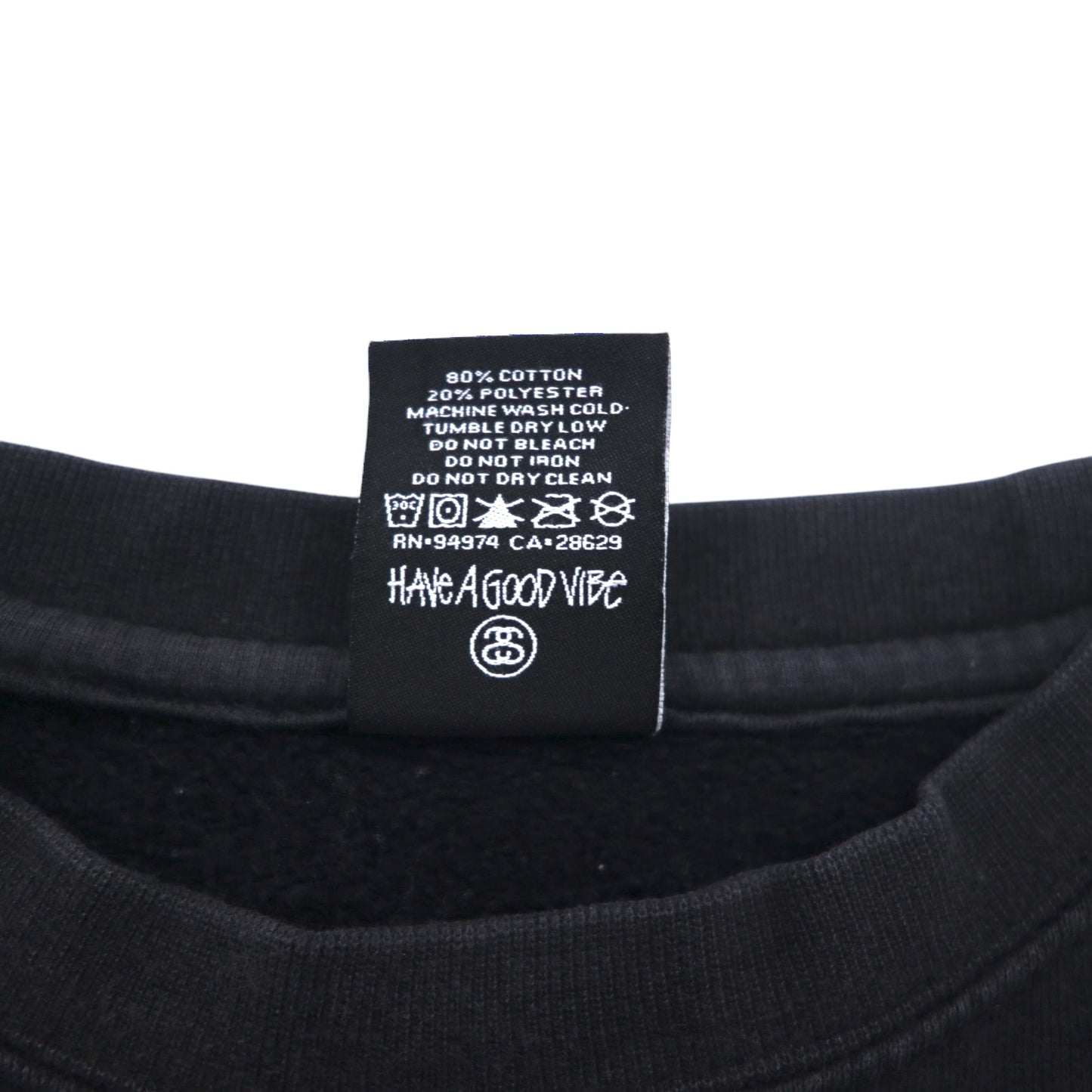 STUSSY USA Made World Tour Crew Neck Sweatshirt L Black Camo WT Camo Block Sweat