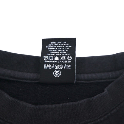 STUSSY USA Made World Tour Crew Neck Sweatshirt L Black Camo WT Camo Block Sweat