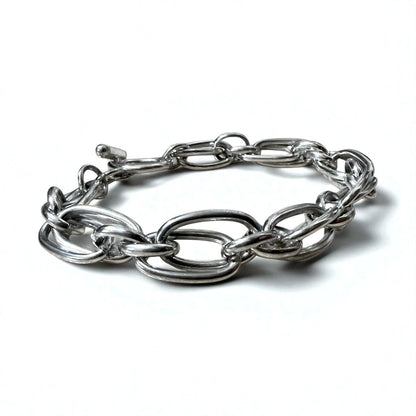 Vintage Silver Chain Bracelet Toggle Double Chain Bracelet Silver 925