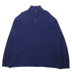 日本然リトテ-古着オンライン-Polo by Ralph Lauren ハーフジップ スウェット XXL ネイビー コットン スモールポニー刺繍 ビッグサイズ-Polo by Ralph Lauren Half Zip Sweatshirt XXL Navy Cotton Small Pony Embroidery Big Size