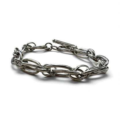 Vintage Silver Chain Bracelet Toggle Double Chain Bracelet Silver 925
