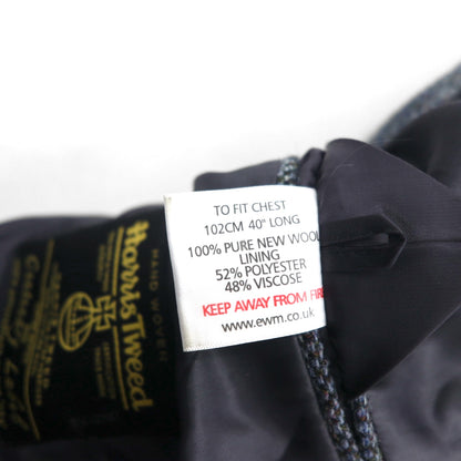 Harris Tweed スコットランド製 ツイード 2B テーラードジャケット ブレザー L ネイビー ウール 100th ANNIVERSARY LIMITED EDITION