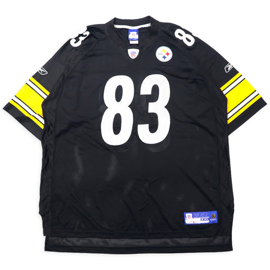 Reebok NFL ゲームシャツ 2XL ブラック ナイロン メッシュ Steelers ナンバリング ビッグサイズ