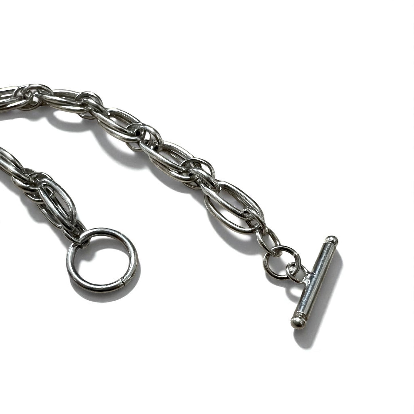 Vintage Silver Chain Bracelet Toggle Double Chain Bracelet Silver 925