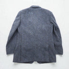 Harris Tweed Made in Scotland 2B Tailored Jacket, Leather, Large, Navy Wool, 100th Anniversary Limited Edition