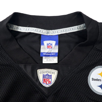 Reebok NFL ゲームシャツ 2XL ブラック ナイロン メッシュ Steelers ナンバリング ビッグサイズ