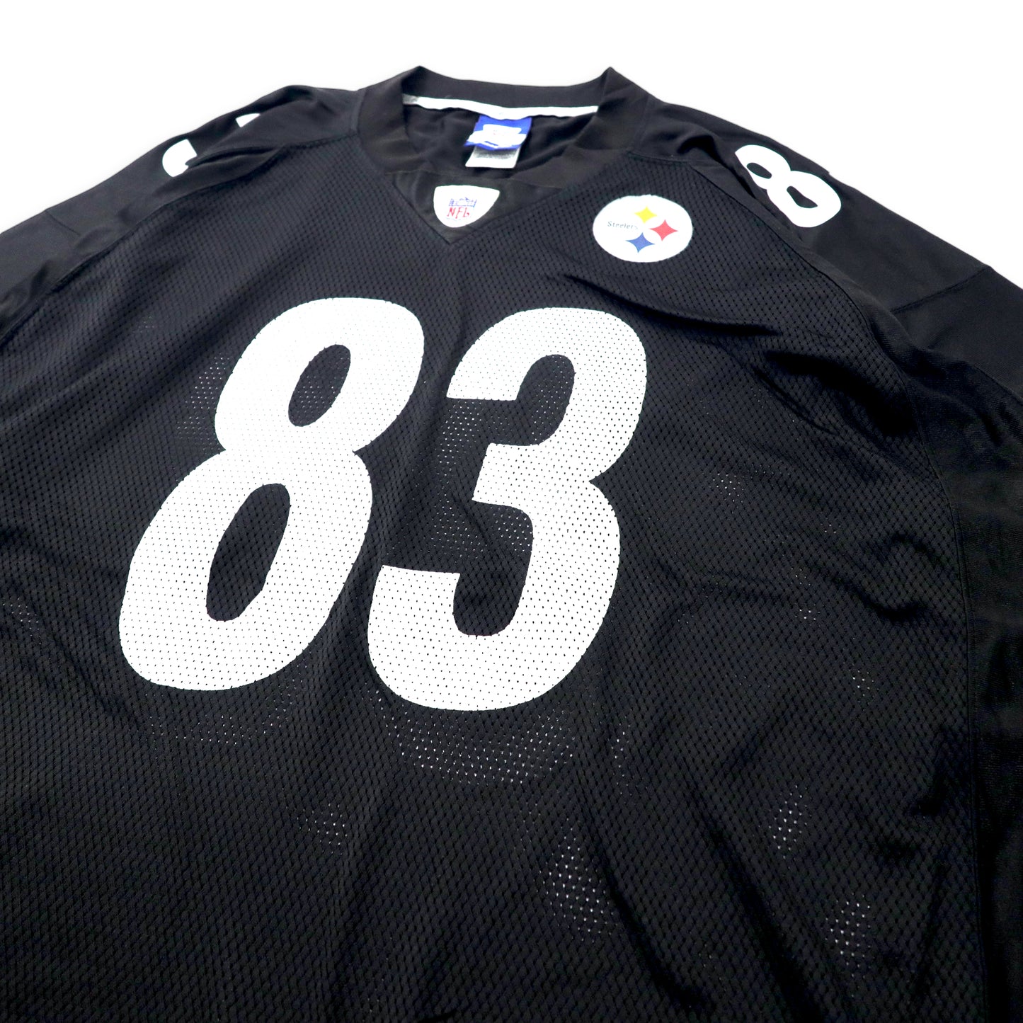 Reebok NFL ゲームシャツ 2XL ブラック ナイロン メッシュ Steelers ナンバリング ビッグサイズ