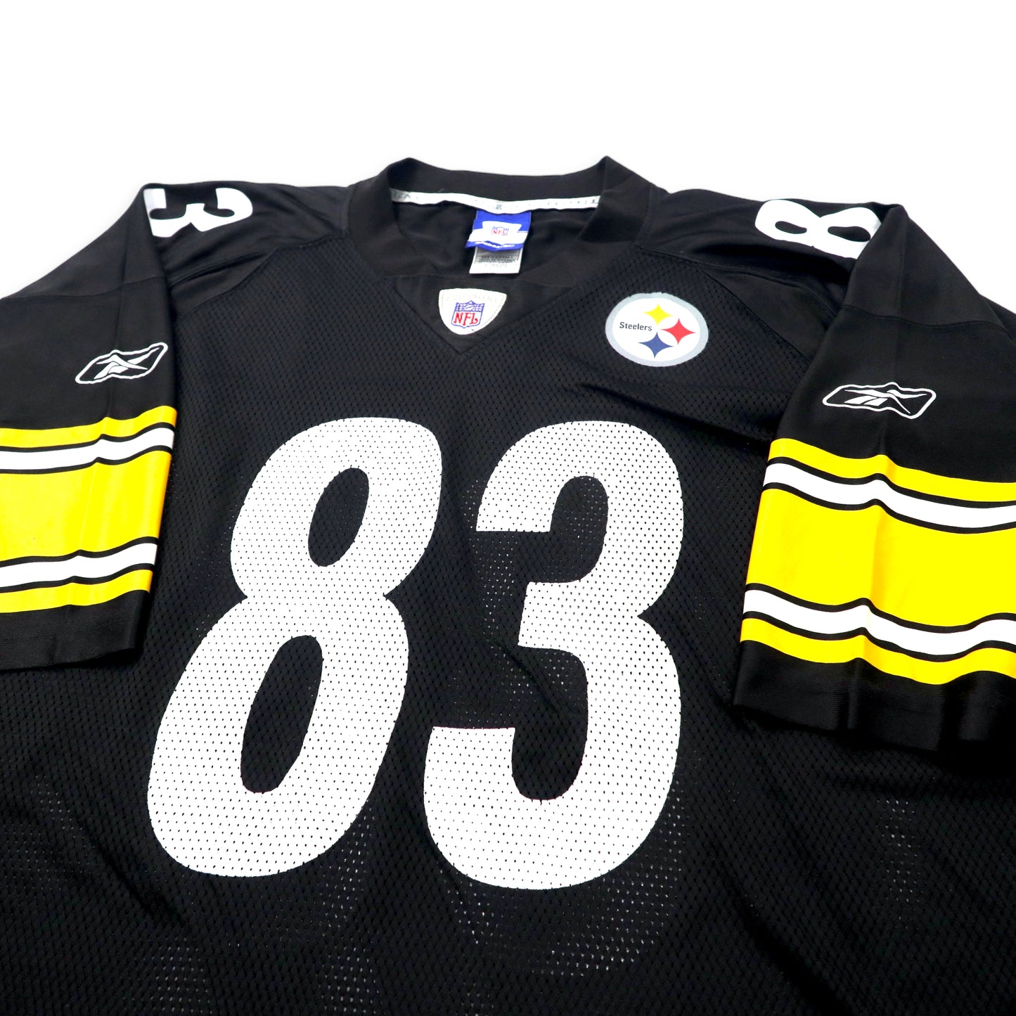 Reebok NFL ゲームシャツ 2XL ブラック ナイロン メッシュ Steelers ナンバリング ビッグサイズ