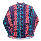 WRANGLER 90年代 ネイティブ柄 ボタンダウンシャツ XL ブラック パープル コットン