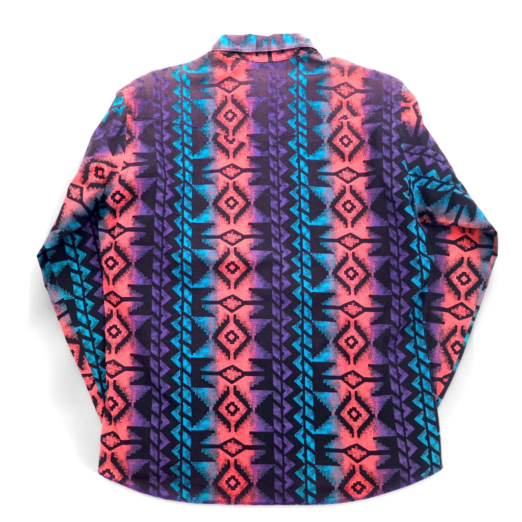 WRANGLER 90年代 ネイティブ柄 ボタンダウンシャツ XL ブラック パープル コットン