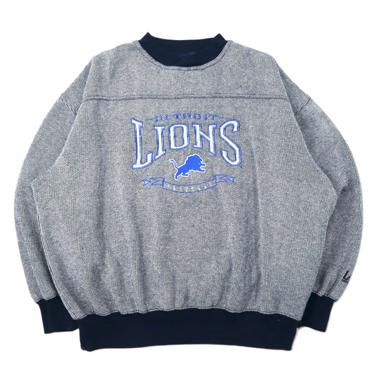 Lee SPORT 90年代 NFL 刺繍 スウェット L ネイビー ポリエステル コットン DETROIT LIONS フットボール NUTMEG MILLS, INC.