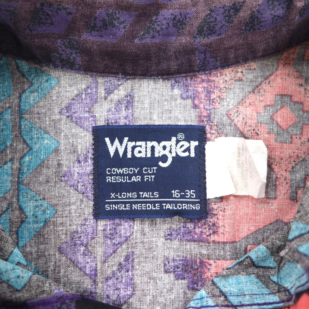 WRANGLER 90年代 ネイティブ柄 ボタンダウンシャツ XL ブラック パープル コットン