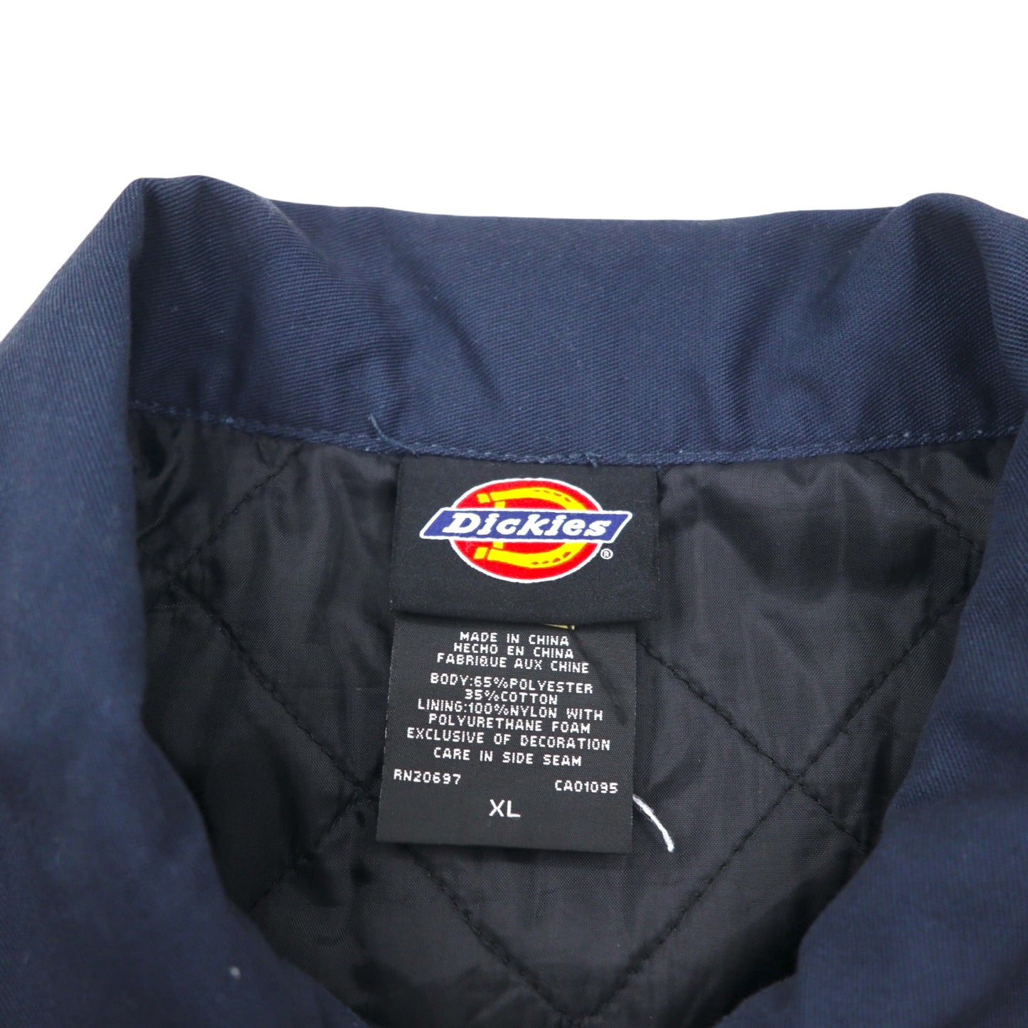 Dickies Zip-Up Work Jacket, XL, Navy, Polyester/Cotton, Quilted Liner