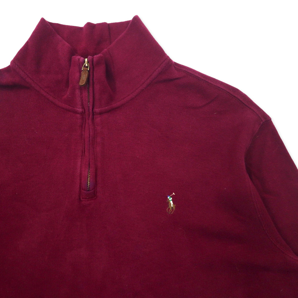 POLO RALPH LAUREN Half-Zip Sweatshirt L Purple Cotton ESTATE RIB Small Pony Embroidery Big Size