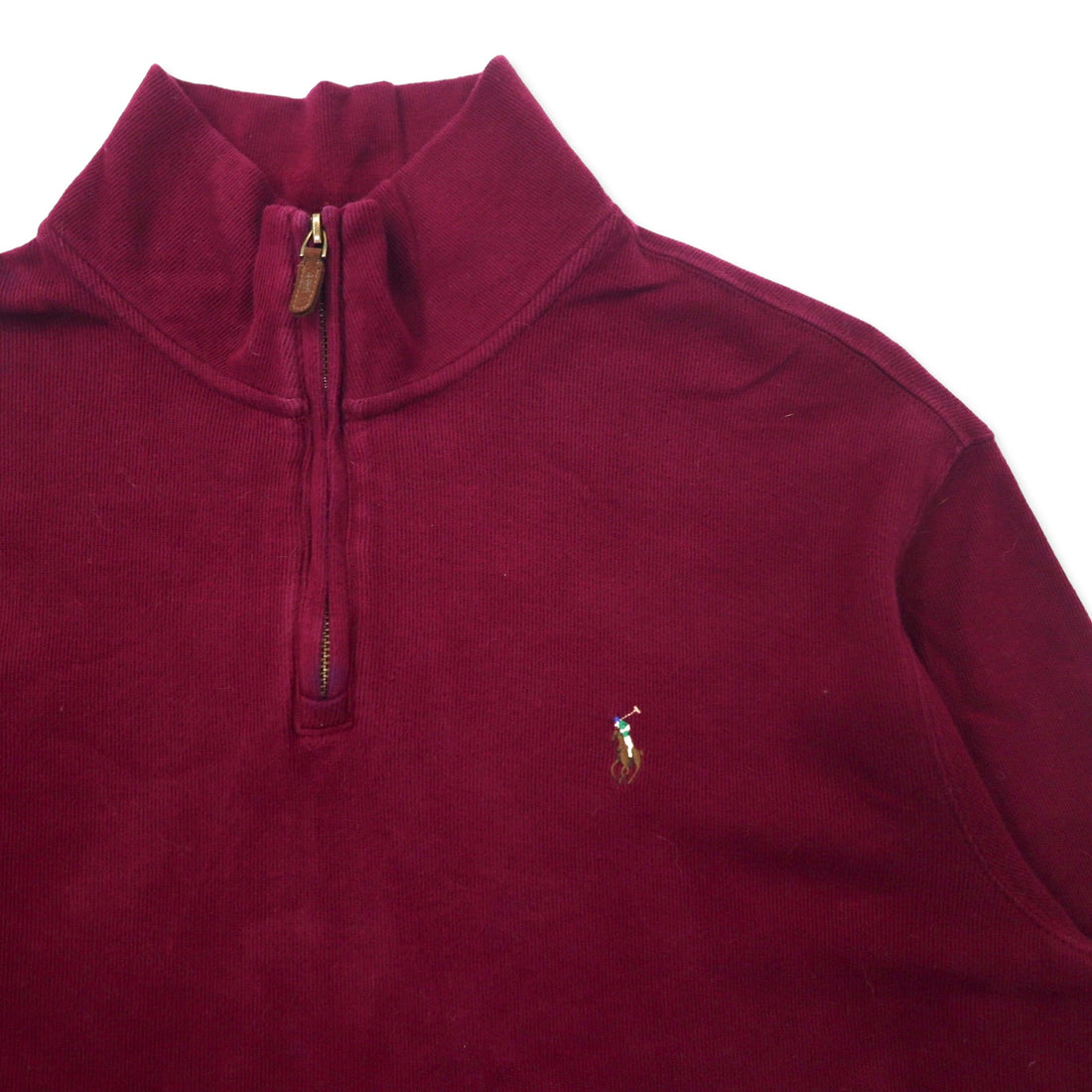 POLO RALPH LAUREN Half-Zip Sweatshirt L Purple Cotton ESTATE RIB Small Pony Embroidery Big Size
