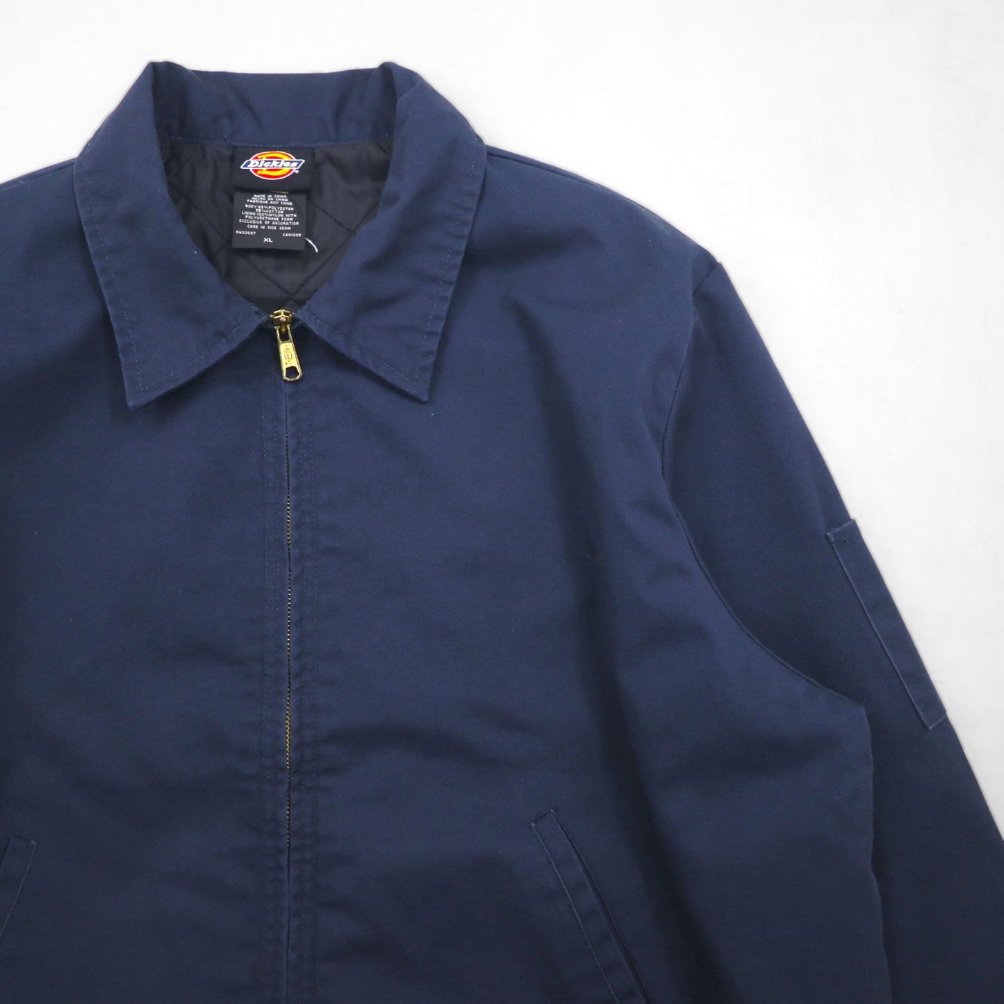 Dickies Zip-Up Work Jacket, XL, Navy, Polyester/Cotton, Quilted Liner