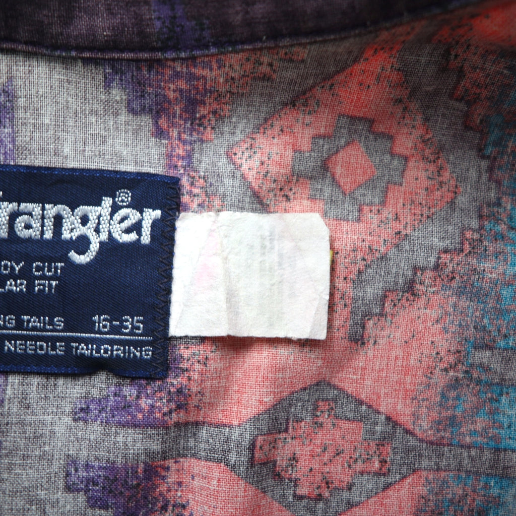 WRANGLER 90年代 ネイティブ柄 ボタンダウンシャツ XL ブラック パープル コットン