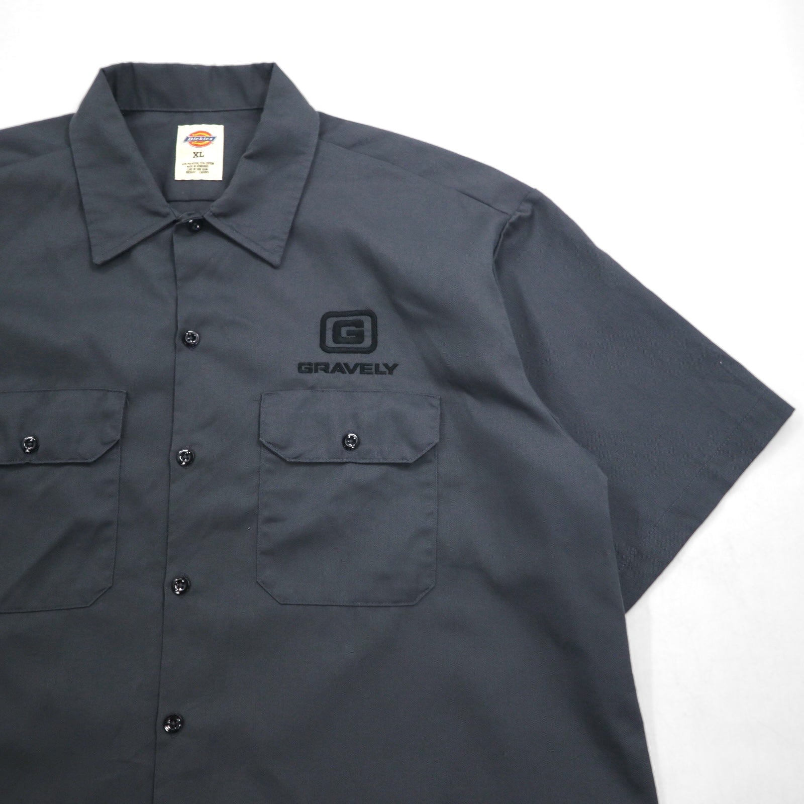 超歓迎 Dickies 半袖 アメリカ ダブルポケット グレー XL ワークシャツ トップス