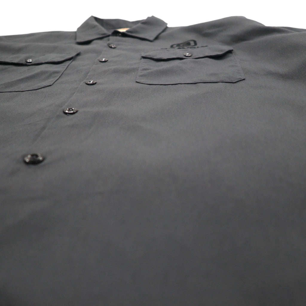 Dickies 半袖 ワークシャツ XL グレー ダブルポケット アメリカ企業 ワンポイント刺繍 GRAVELY