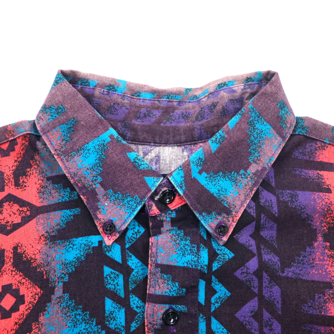 WRANGLER 90年代 ネイティブ柄 ボタンダウンシャツ XL ブラック パープル コットン
