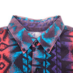 WRANGLER 90年代 ネイティブ柄 ボタンダウンシャツ XL ブラック パープル コットン