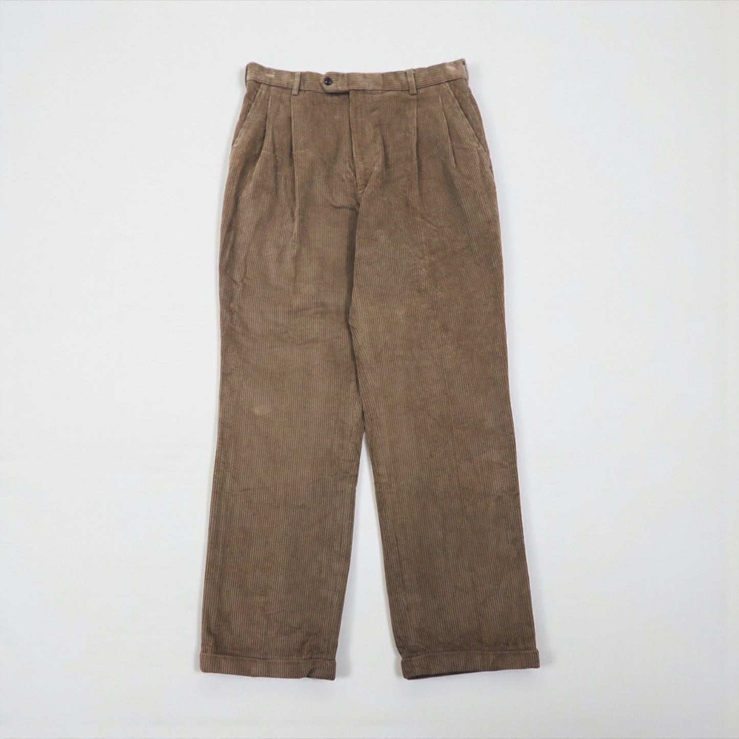 NAUTICA 90年代 2タック ワイド コーデュロイ チノパンツ L ブラウン コットン プリーツ