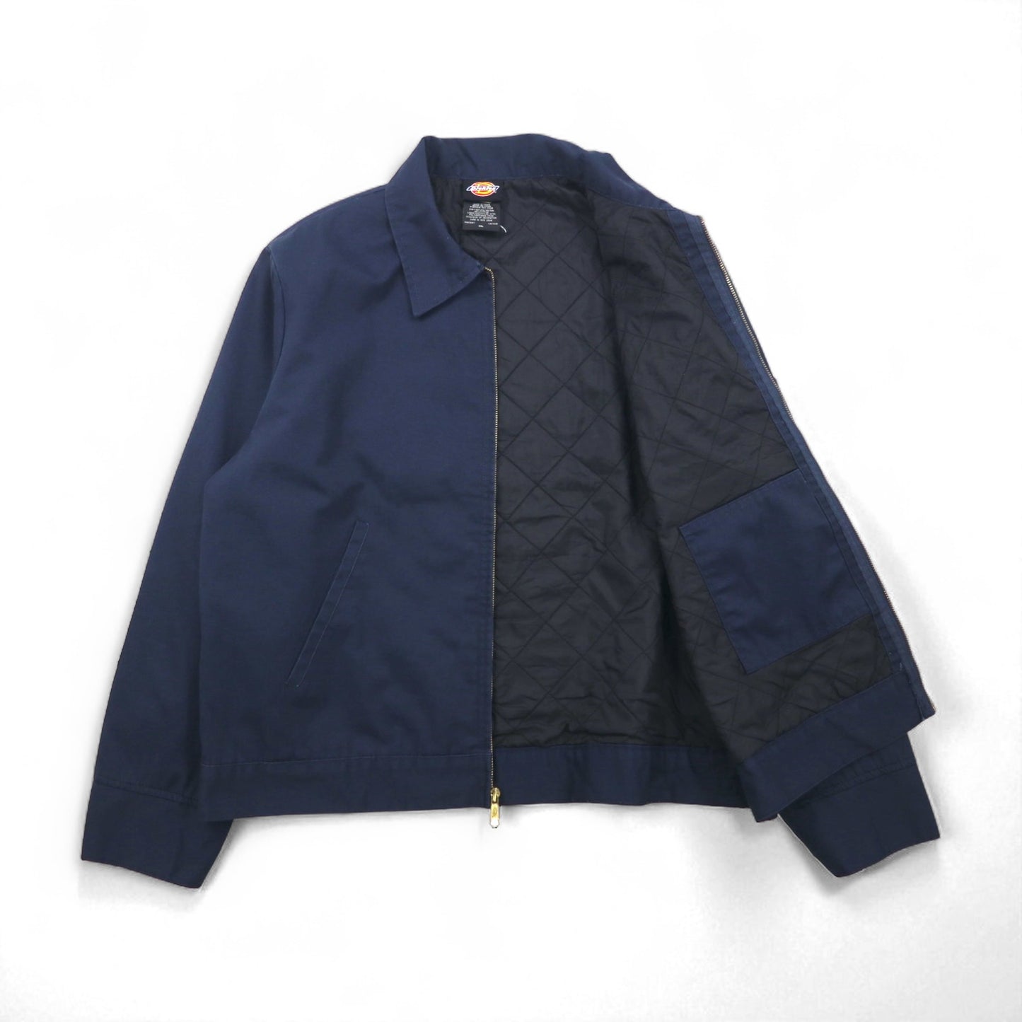 Dickies Zip-Up Work Jacket, XL, Navy, Polyester/Cotton, Quilted Liner