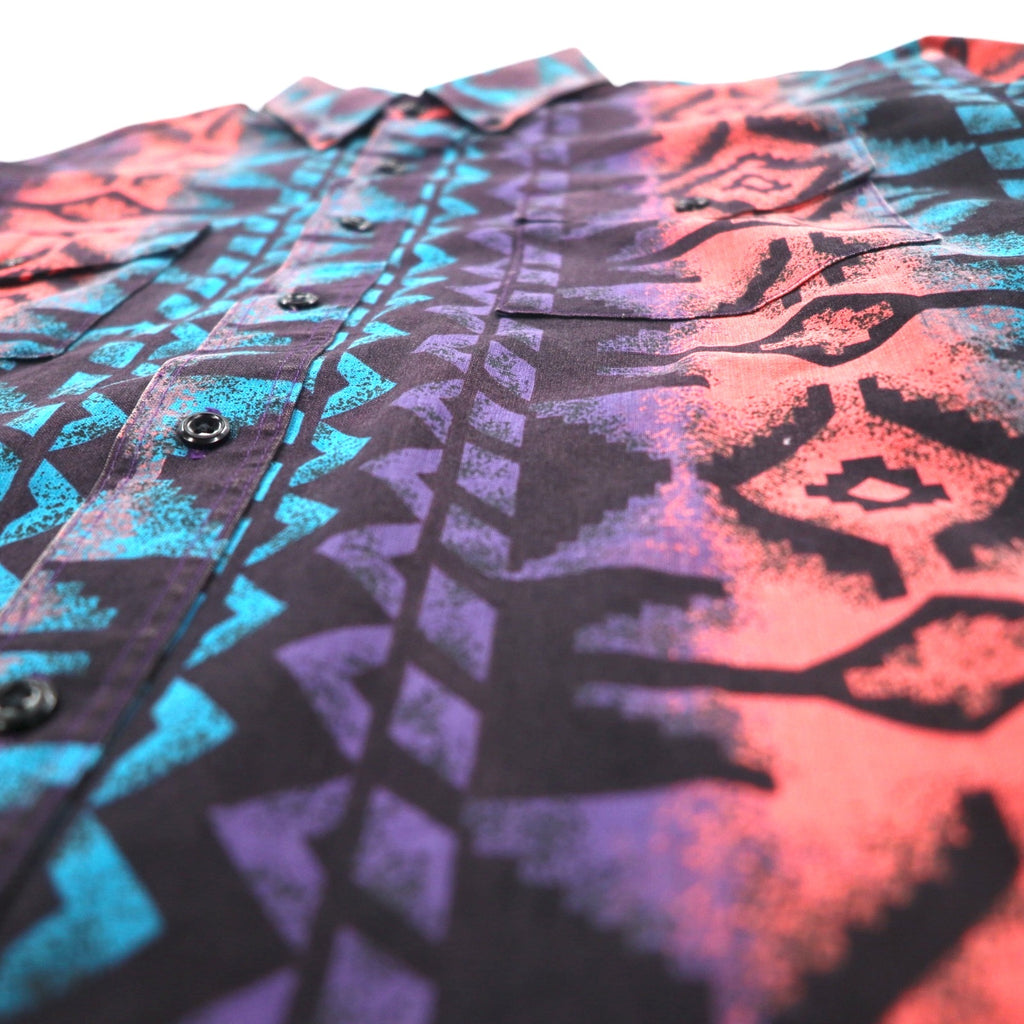 WRANGLER 90年代 ネイティブ柄 ボタンダウンシャツ XL ブラック パープル コットン