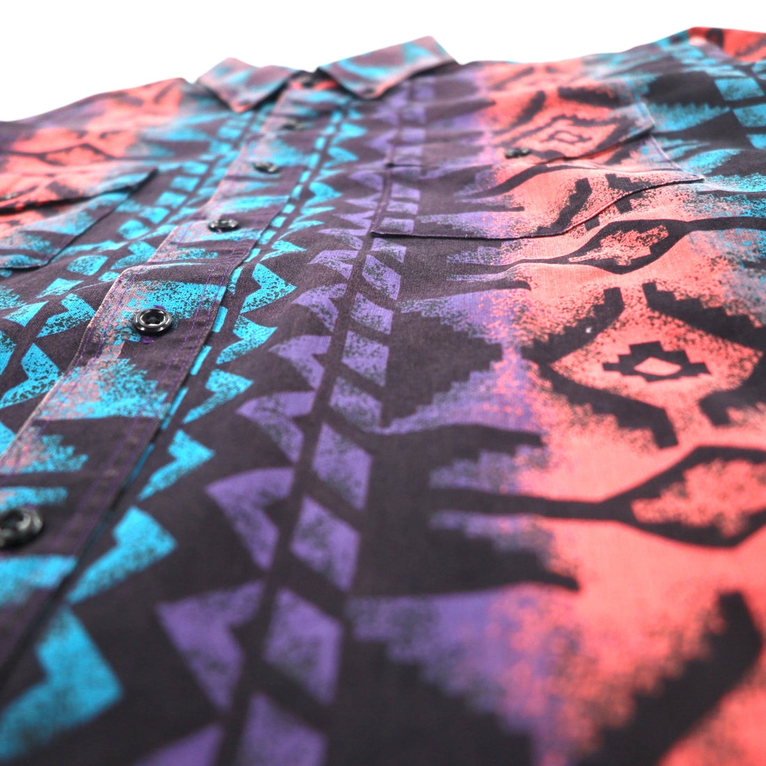 WRANGLER 90年代 ネイティブ柄 ボタンダウンシャツ XL ブラック パープル コットン