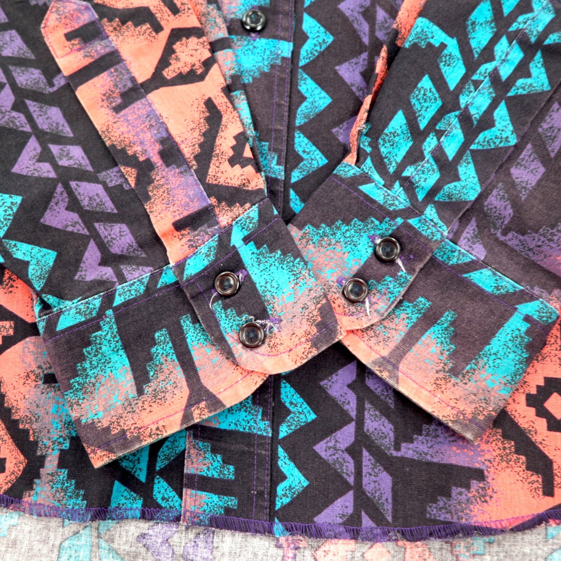 WRANGLER 90年代 ネイティブ柄 ボタンダウンシャツ XL ブラック パープル コットン