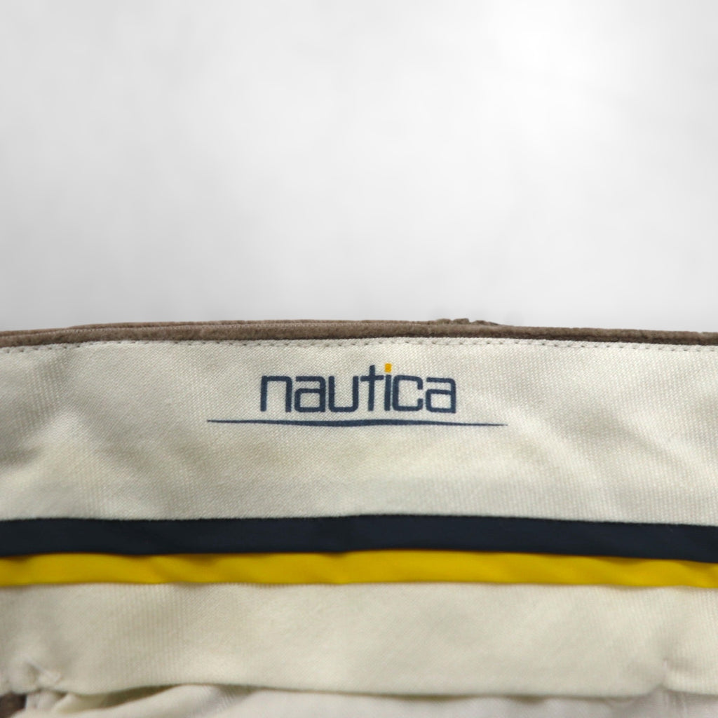 NAUTICA 90年代 2タック ワイド コーデュロイ チノパンツ L ブラウン コットン プリーツ