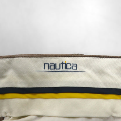 NAUTICA 90年代 2タック ワイド コーデュロイ チノパンツ L ブラウン コットン プリーツ