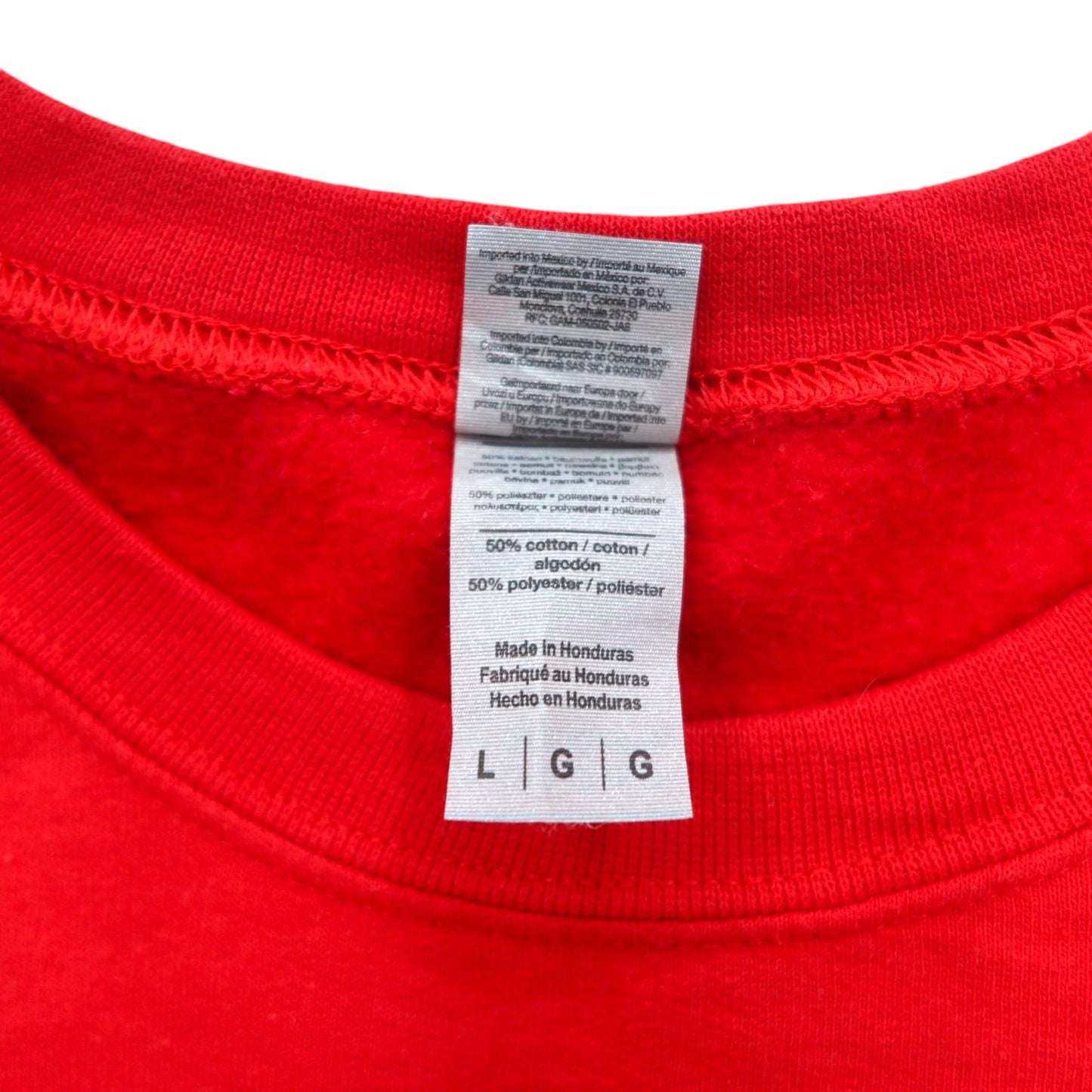 GILDAN sweatshirt L red cotton fleece lining BARTLETT SOCCER print