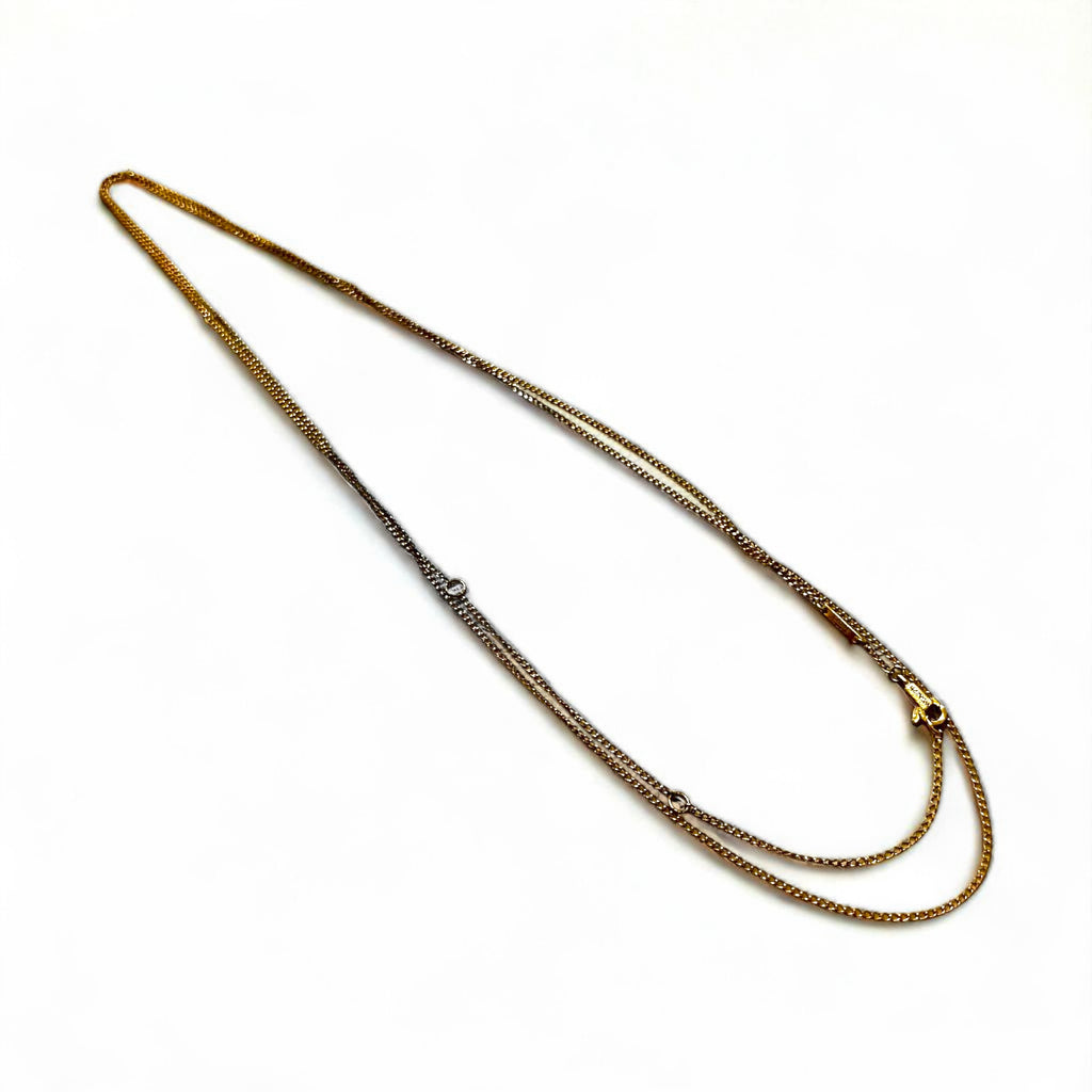 CELINE Vintage Ultra-Thin Long Chain Necklace, Gold, WCA2211, Made in Italy